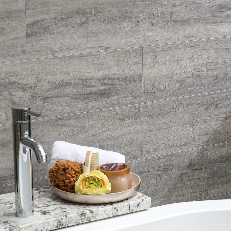 Palisade 47.7 in. x 7.2 in. Interlocking Wall/Backsplash Plank Kit in Gray Oak (4.5x11 in. Sample) - Image 4
